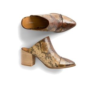 Report-Mule Heeled Booties-Faux Snakeskin-Size 7.5